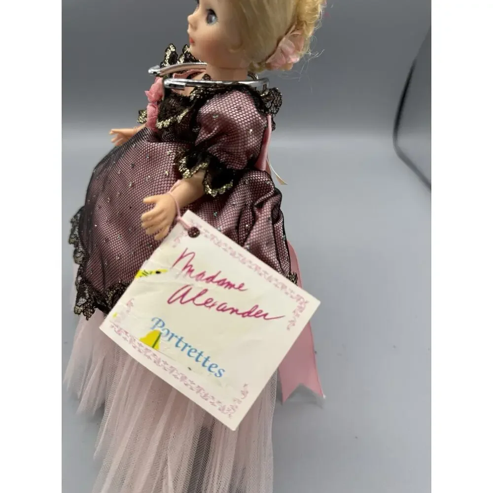 Madame Alexander Portrettes Doll Pink Black Gown 8” Tagged Vintage